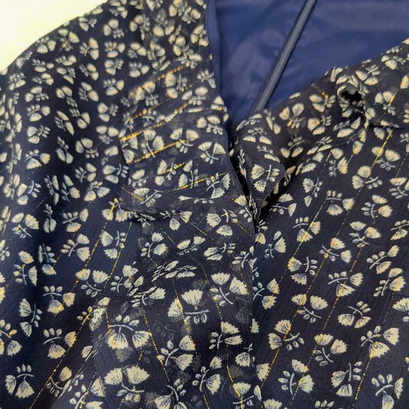 J.Crew Blue Point Sur Sparkle Indigo Floral Wide Leg Ruffle Romper/Jumpsuit - Picture 10 of 16